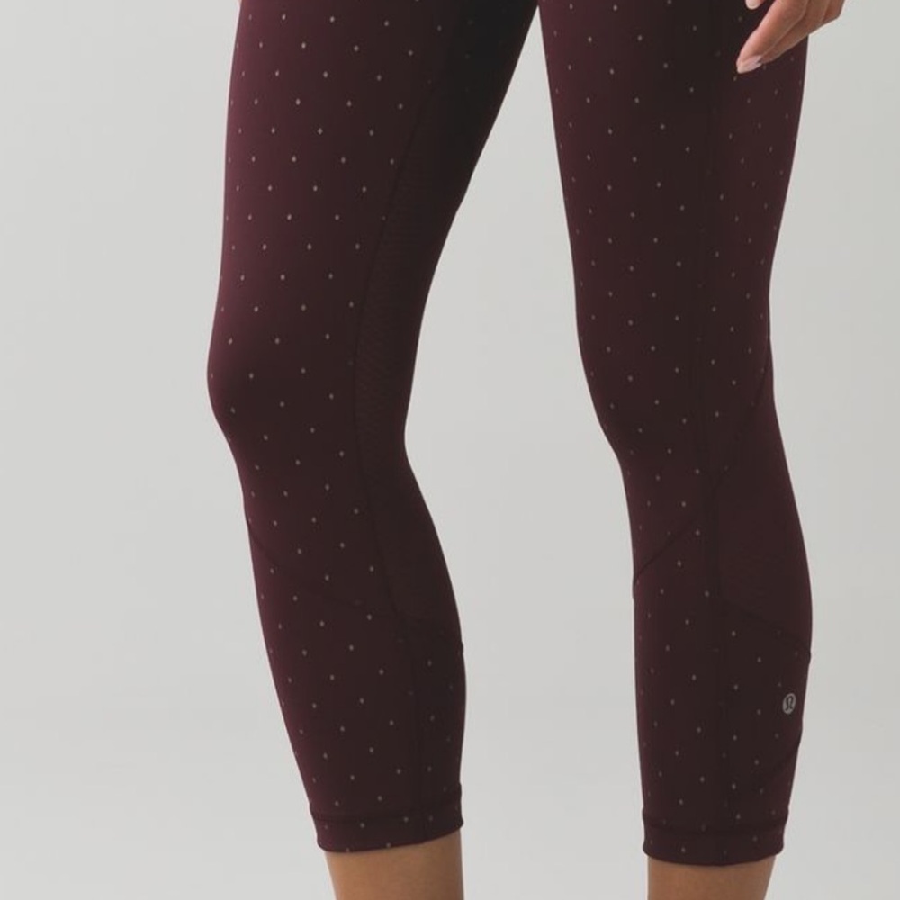 159. Lululemon Special Edition: *Nightfall Reflective Pace Rival Crop Bordeaux - Picture 7 of 12